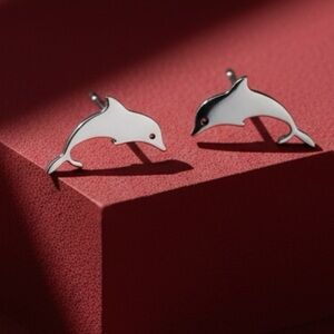 Dolphin Stainless Steel Minimalist Stud Earrings